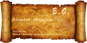 Bineter Orsolya névjegykártya